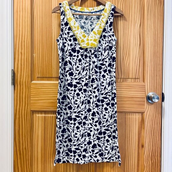 Boden Black and Yellow Floral Midi Sleeveless Dress size 6 US - Picture 1 of 7